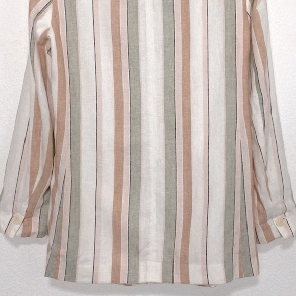 ZARA Striped Lapel Collar Oversized One Button Jacket Blazer Size Medium - Picture 11 of 12